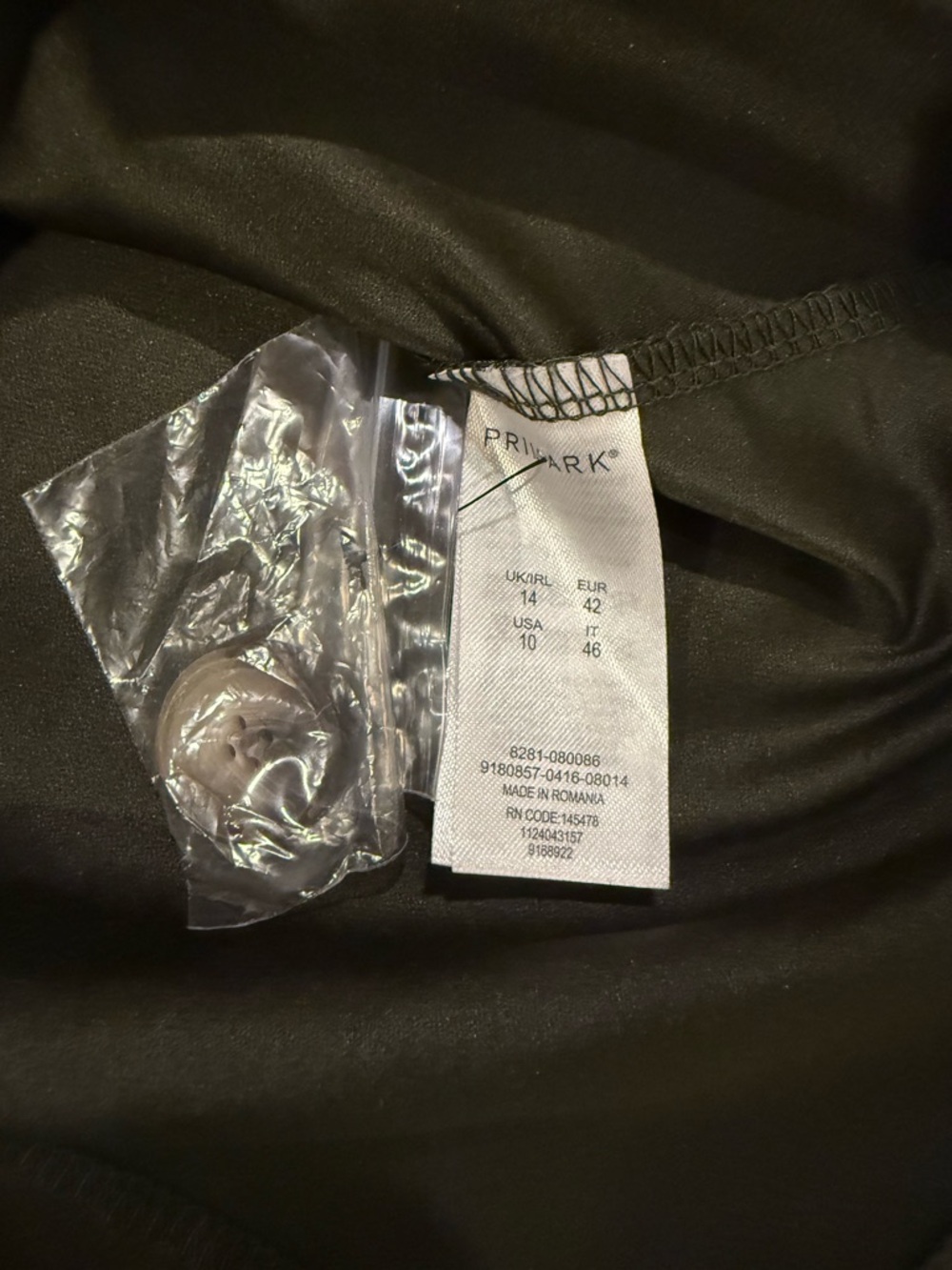 NWT Primark Olive Green Button Front Mini Dress Sleeveless Utility Size 10 - Picture 10 of 11
